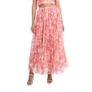 BCBGMAXAZRIA Women's Pleated A-Line Maxi Skirt, Blush Multi